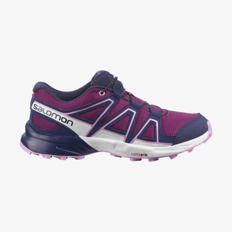 Fuchsia / Navy Salomon Speedcross Kids\' Hiking Shoes | IE JS4021